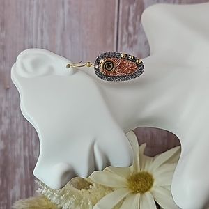 NIP BOHEMIAN TRI-COLOR  WIRE PIERCED EARRINGS